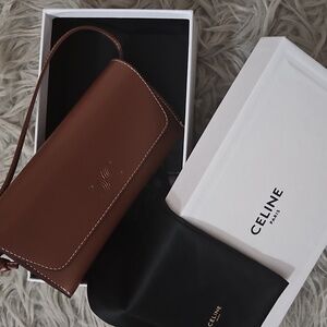 Celine Rich Brown Leather Sunglass Case